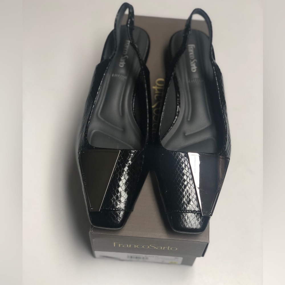 Franco Sarto Size 7 Medium  Slingback L-Cassidy Black Pointed Toe Flats